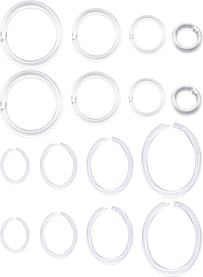Meniala Anti-Allergy Plastic Hoop Ear Retainers, Clear Nose Rings, With Buckle, 16G 18G 20G, 6-12mm Rings For Sensitive Ears & Skin (16 Gauge) - Image 1